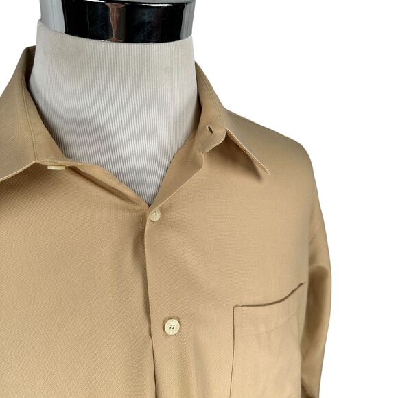 YVES SAINT LAURENT Dress Shirt Men’s Large 34-35 Tan Long Sleeve YSL - Picture 2 of 10